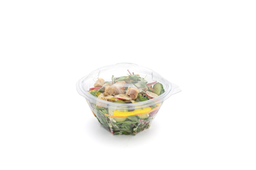 1000ml Round Hinged Salad Container Closed (Large)