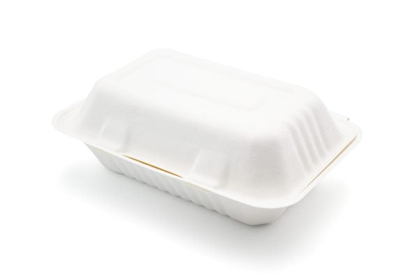 2320027 Bagasse Lunch Box 9x6 Inch Closed