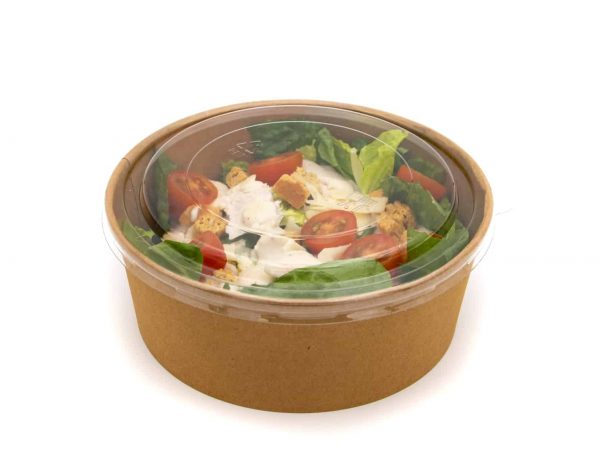 Kraft Bowl 1300ml With Ceaser Salad And Lid