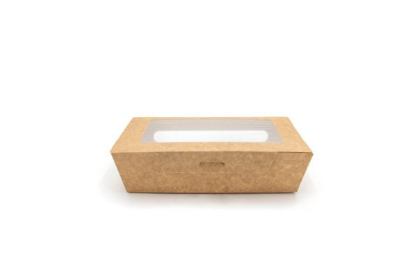 Kraft Salad Double Window Box 1000ml Closed Front View (Large)
