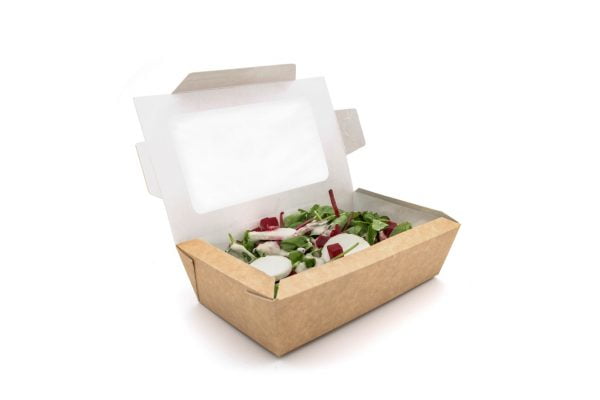 Kraft Salad Double Window Box 1000ml With Salad Open V2 (Large)