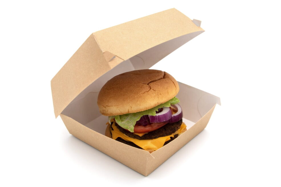 Large Kraft Clamshell Burger Box With Burger