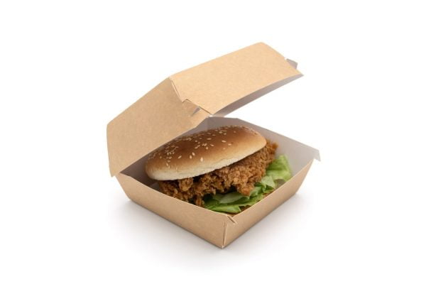Standard Kraft Clamshell Burger Box With Chicken Burger