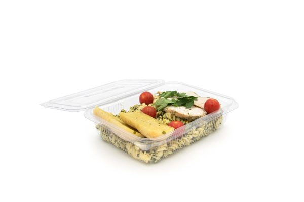 1250ml Rectangle Hinged Salad Container Open