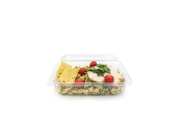 1250ml Rectangle Hinged Salad Container Open V2
