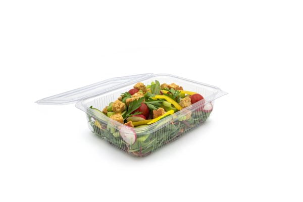 1500ml Rectangle Hinged Salad Container Open
