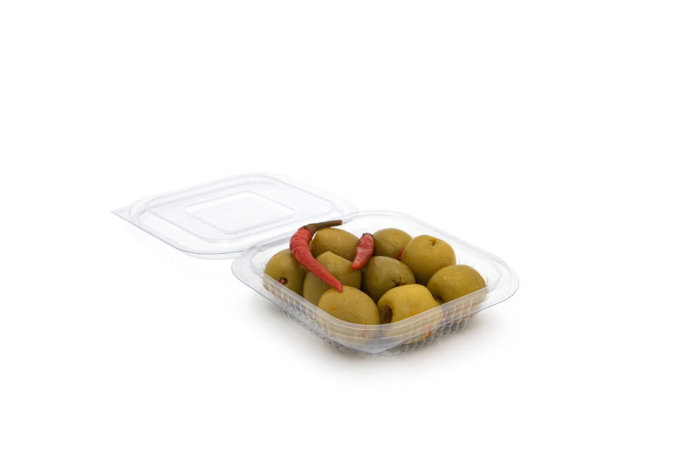 150ml Square Hinged Salad Container Open