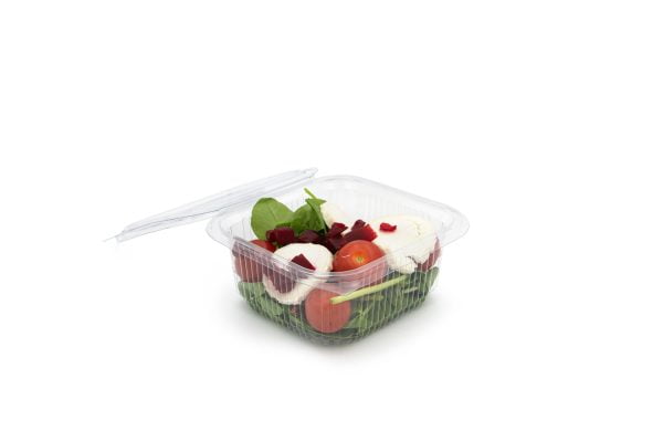 500ml Square Hinged Salad Container Open
