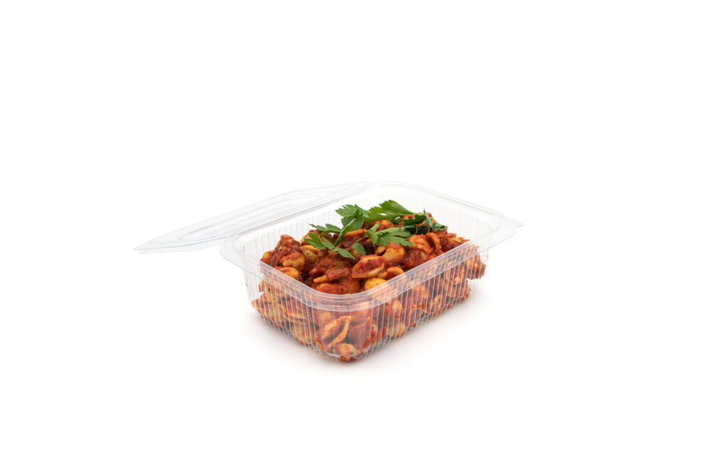 750ml Rectangle Hinged Salad Container Open