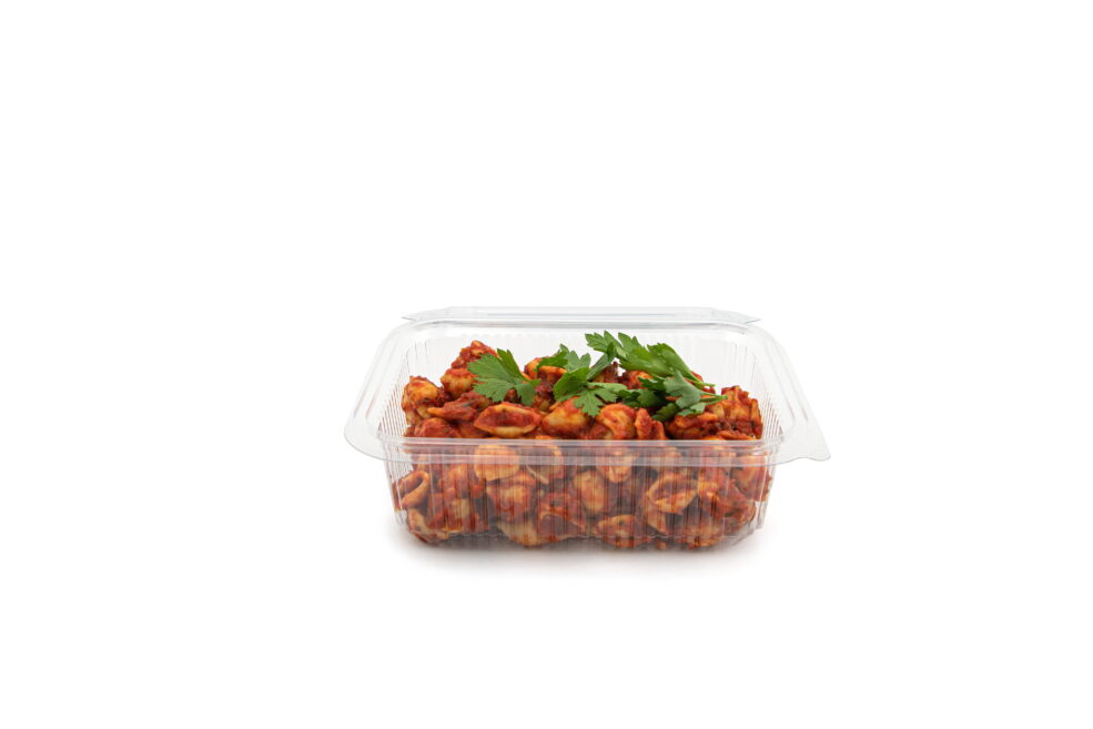 750ml Rectangle Hinged Salad Container Open V2