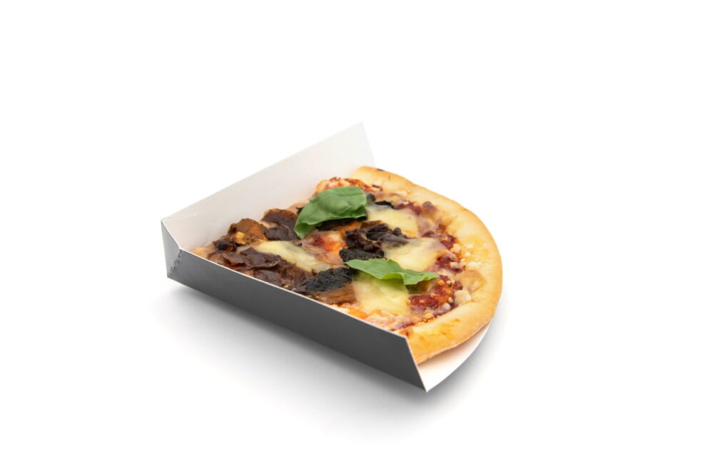 Quarter Black Pizza Slice Tray   Food Side (Large)[12078]