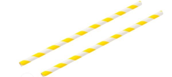 2920015BGA 8inch Yellow And White Striped Paper Straw 6mm