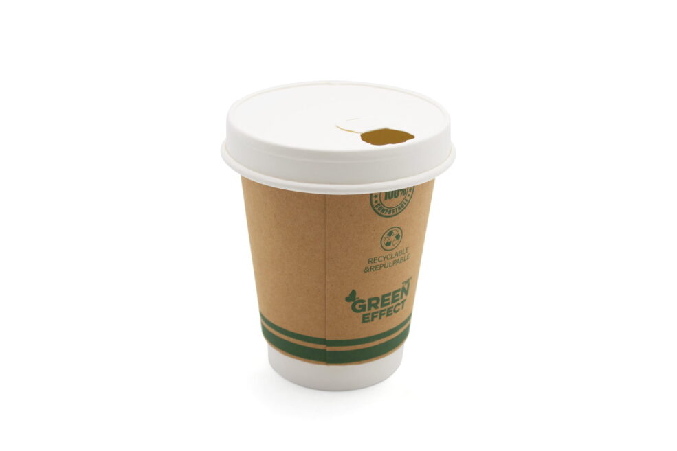 12oz Green Effect Double Wall Hot Drink Cup With Lid