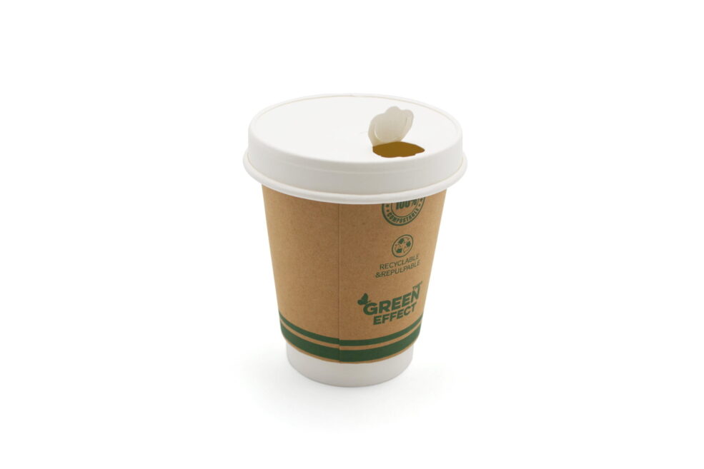 12oz Green Effect Double Wall Hot Drink Cup With Lid V2