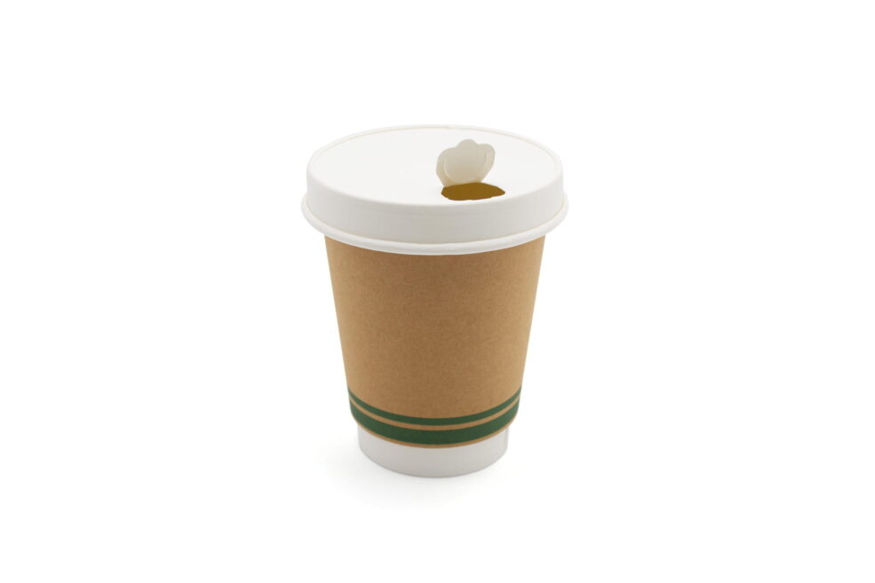 12oz Green Effect Double Wall Hot Drink Cup With Lid V3