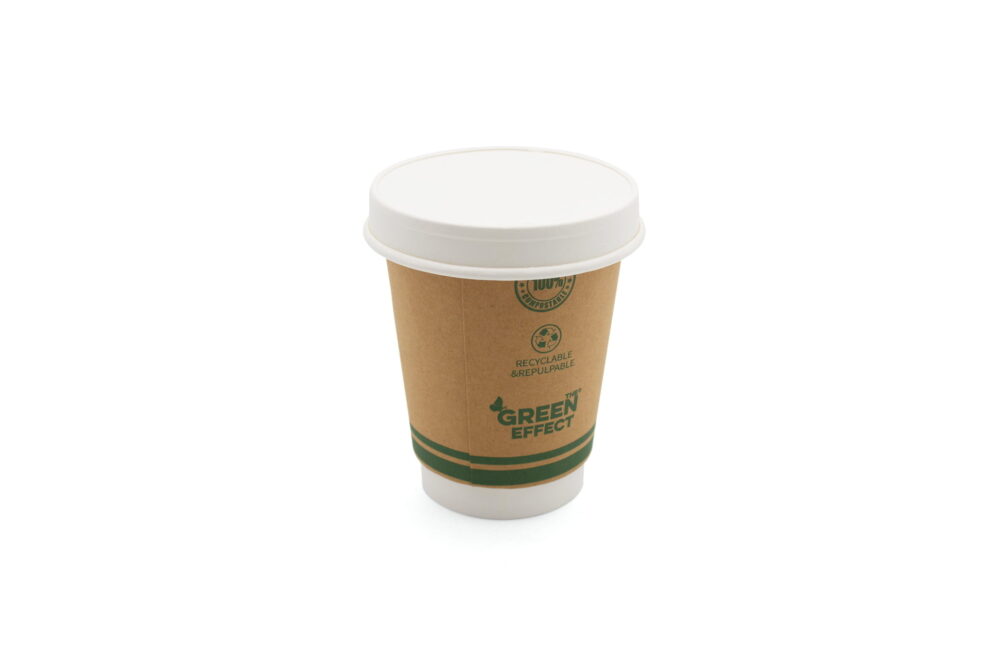 12oz Green Effect Double Wall Hot Drink Cup With Lid V4