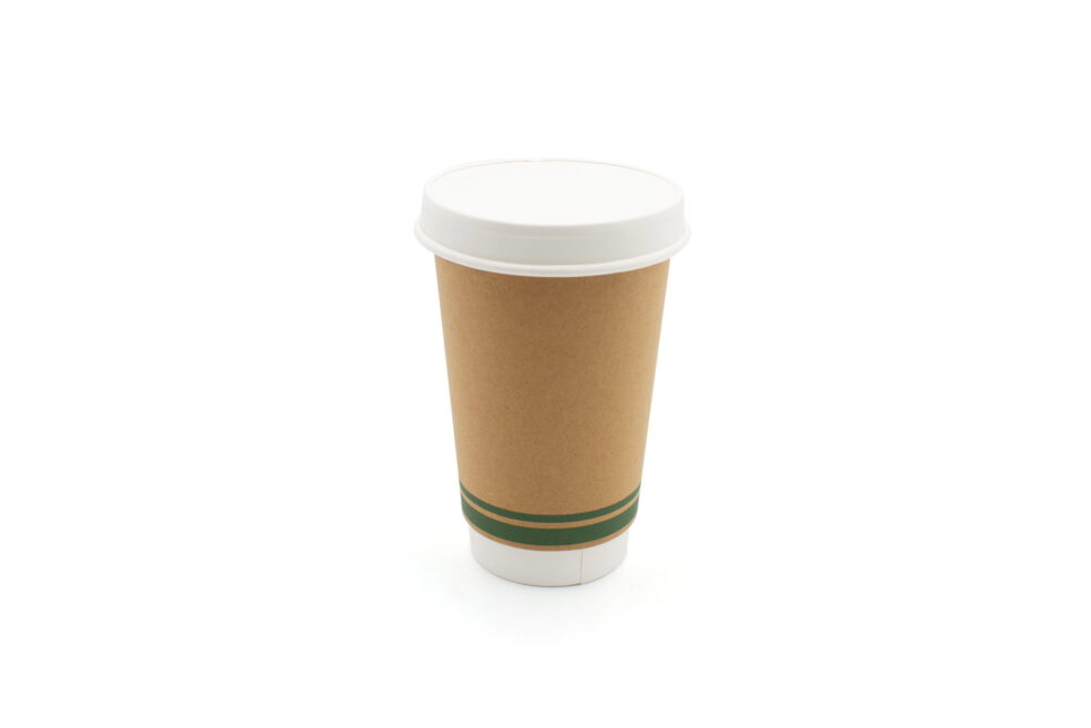 16oz Green Effect Double Wall Hot Drink Cup With Lid V1