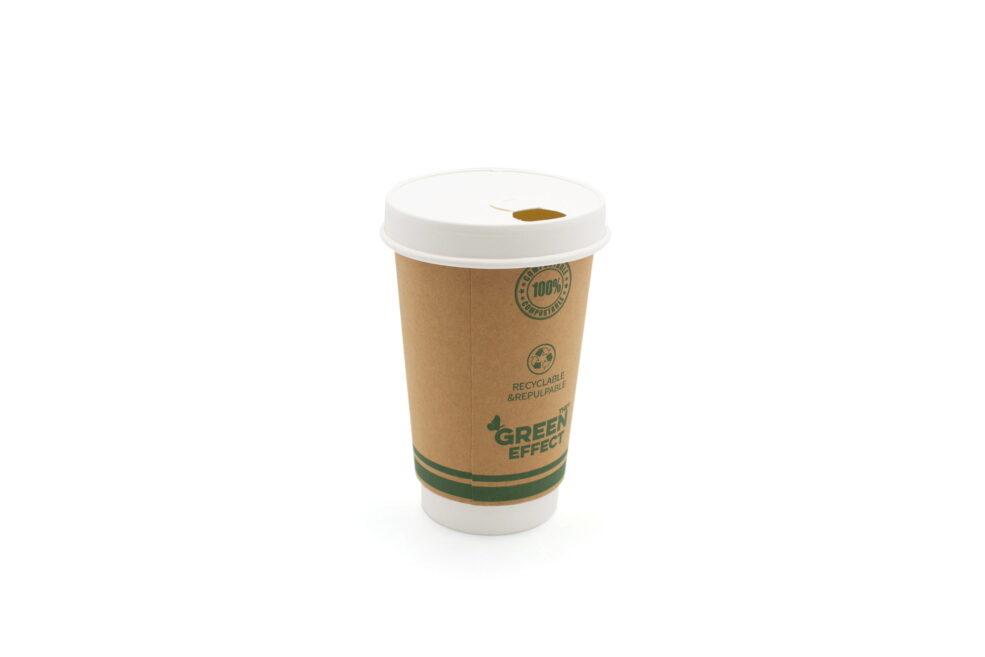 16oz Green Effect Double Wall Hot Drink Cup With Lid V2
