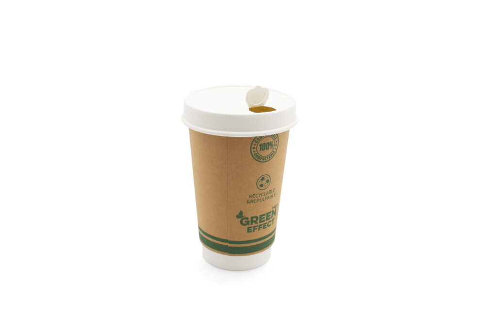 16oz Green Effect Double Wall Hot Drink Cup With Lid V3