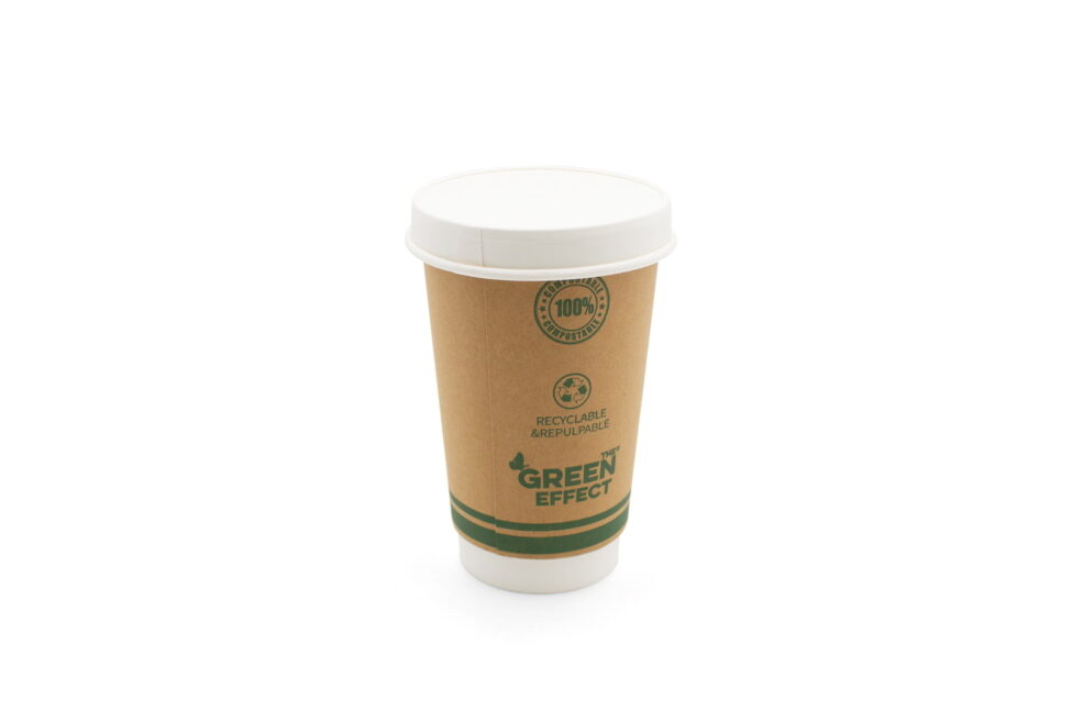 16oz Green Effect Double Wall Hot Drink Cup With Lid V4