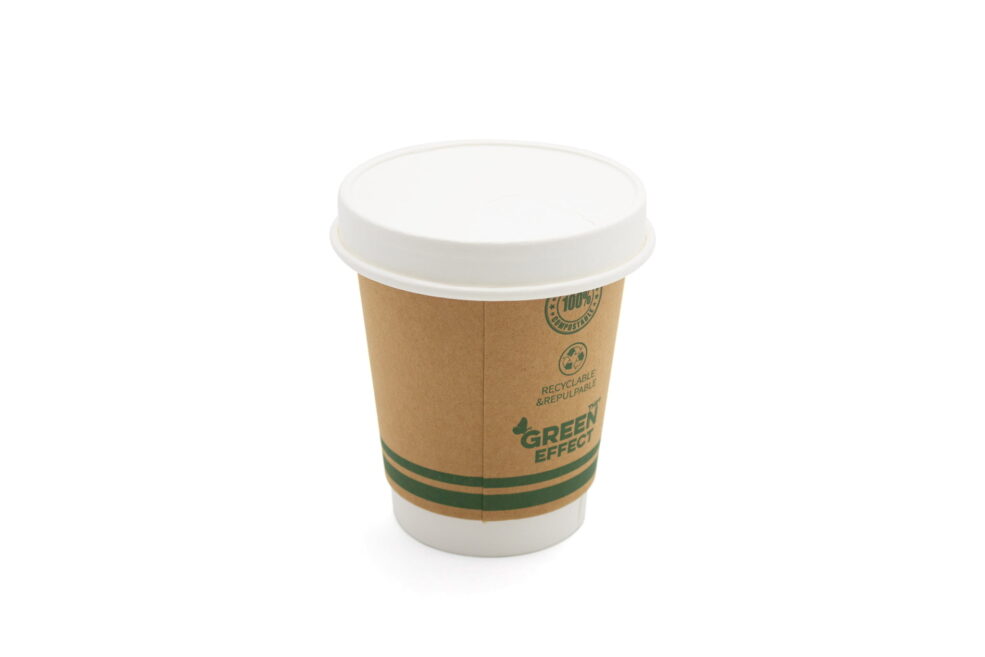8oz Green Effect Double Wall Hot Drink Cup With Lid