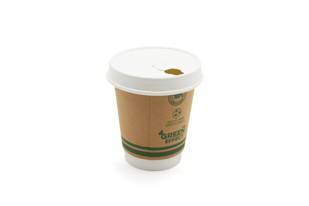 8oz Green Effect Double Wall Hot Drink Cup With Lid V5