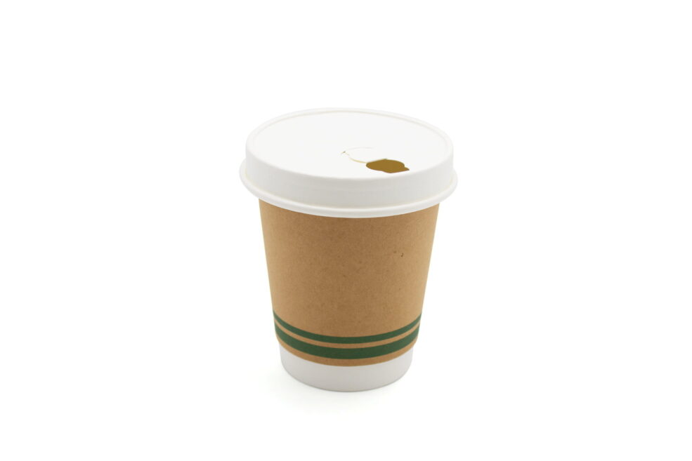 8oz Green Effect Double Wall Hot Drink Cup With Lid V6