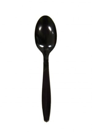 Black Heavy Duty Plastic Dessert Spoon-0