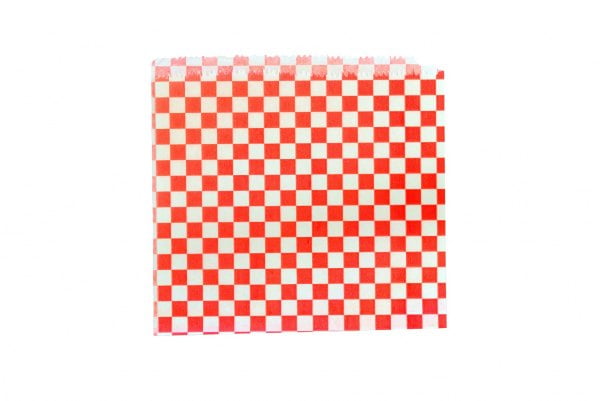 Red Gingham Greaseproof Bag   Open 2 Sides 0