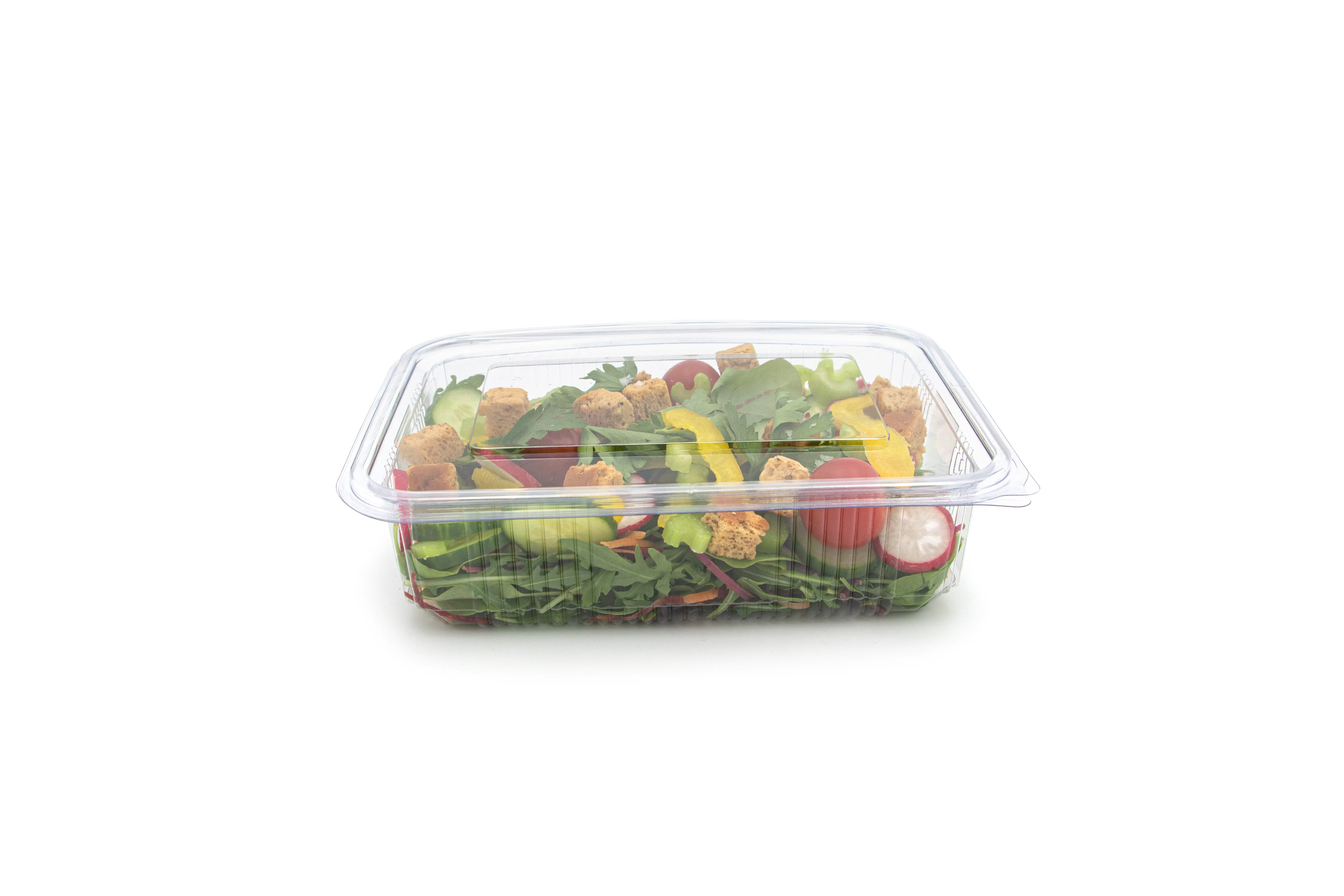 Salad Container Rectangular Clear Plastic with Hinged Lid 750ml Pack Size  300