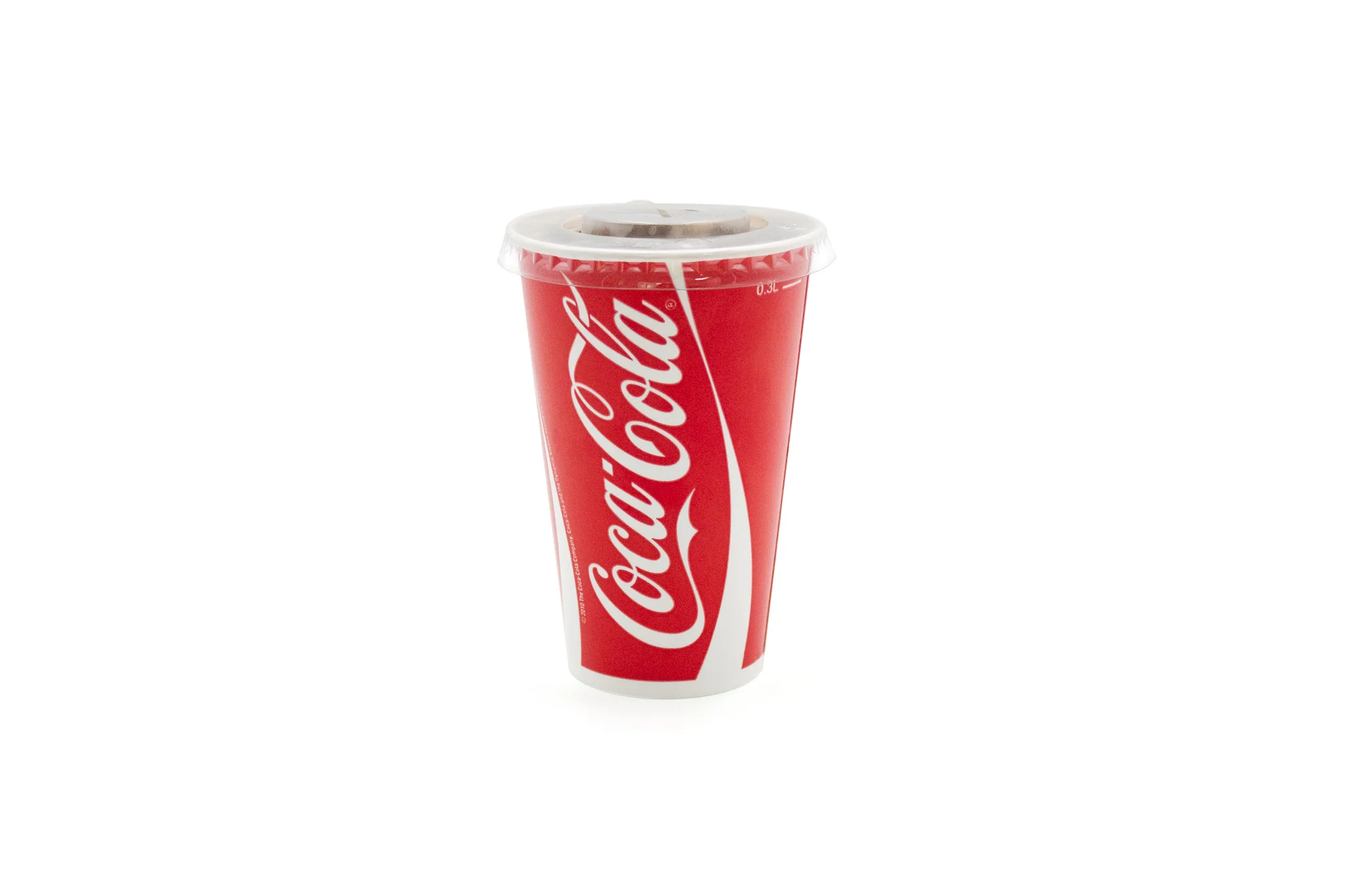 100 x 12oz Coca Cola Paper Cups + Slot Lids + Clear Straws 300ml